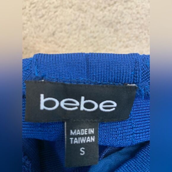 BEBE cobalt blue sleeveless bodycon bandage mini dress Sz S - Picture 7 of 11